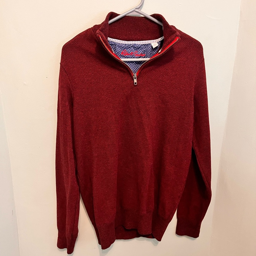 Robert Graham - Men’s Medium - Red Zip-up Sweater- 80% Cotton - Business Casual